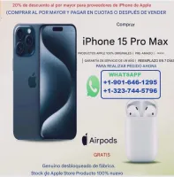 Promoción de rebajas navideñas de iPhone 15 pro max 512GB nuevo por 600€ con Apple airpods pro 